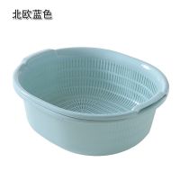 洗菜神器双层塑料圆形洗菜沥水篮果盘加厚厨房水果篮大号创意菜篮|北欧紫[沥水篮] 小号[16*8]适合洗肉肉