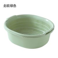 洗菜神器双层塑料圆形洗菜沥水篮果盘加厚厨房水果篮大号创意菜篮|北欧绿[沥水篮] 小号[16*8]适合洗肉肉