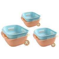 双层家用沥水篮厨房洗菜篮子创意水果盘客厅果盆果篮收纳筐洗菜盆|欧粉---(方形) 大号(升级加厚)