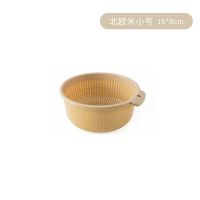 洗菜神器双层塑料圆形洗菜沥水篮果盘加厚厨房水果篮大号创意菜篮|北欧米[沥水篮] 小号[16*8]适合洗肉肉