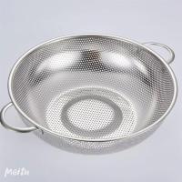 特厚不锈钢漏盆淘米盆洗菜盆水果篮沥水盆家用多用漏盆实物图|34.5cm双耳