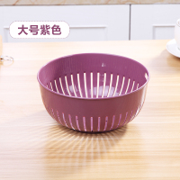 圆形镂空沥水篮洗菜篮塑料厨房水果篮蔬果收纳篮洗菜筐滤水干果盘|大号紫色