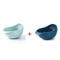 淘米神器加厚洗菜盆沥水篮塑料洗水果篮厨房日用品家用菜篮子菜筐|绿色+蓝色