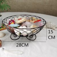 铁艺水果盘北欧风格创意客厅茶几家用简约现代镂空零食果盆沥水篮|大号单层盘古铜色