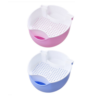 双层创意客厅水果盘厨房沥水篮家用懒人糖果盘嗑吃瓜子神器干果盒|粉色+蓝色
