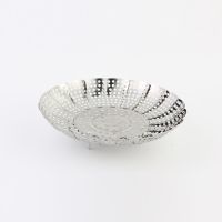 抖音同款不锈钢水果盘可折叠客厅蒸架蒸盘蒸笼多功能洗菜盆沥水篮|小号(直径22CM)