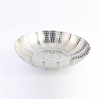 抖音同款不锈钢水果盘可折叠客厅蒸架蒸盘蒸笼多功能洗菜盆沥水篮|中号(直径24.5CM)