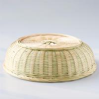 竹编收纳筐圆形馒头筐水果筐食品筐手工家用厨房蔬菜沥水篮|大号(口部直径26cm高7cm)