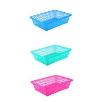 沥水篮塑料筐长方筛洗菜篮方形筛水果篮淘米筐篮沥水器麻辣烫篓子|随机混色5个装 方6(长35宽26高9厘米)