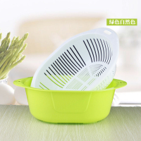 双层多用保洁篮塑料厨房洗菜篮水果篮沥水篮果盆果盘|绿色自然色