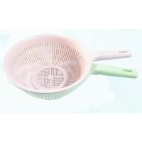 3个装加厚厨房长柄洗菜盆塑料洗菜篮子水果篮滤水筛洗菜筐沥水篮|北欧粉(1件)+北欧绿(1件)