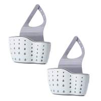 厨房水槽沥水篮挂袋水龙头海绵置物架洗菜洗碗水池免打孔收纳挂篮|蓝色[双层]2个