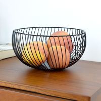 铁艺水果篮沥水时尚客厅茶几果盘家用创意零食盆收纳篮欧式水果盘|斜纹形黑色单个