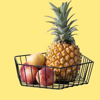 铁艺水果篮沥水时尚客厅茶几果盘家用创意零食盆收纳篮欧式水果盘|六边形黑色单个