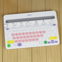 罗技专用 k380 k480 台式机键盘保护膜 无线 笔记本蓝牙膜贴罩套|K480五彩粉底膜