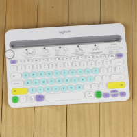 罗技专用 k380 k480 台式机键盘保护膜 无线 笔记本蓝牙膜贴罩套|K480五彩青底膜