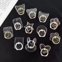 网红懒人手机指环支架透明带钻指环扣粘贴手机壳防摔桌面支架男女|普通透明款 透明-五角星