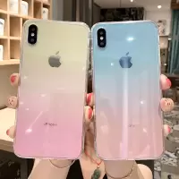 适用于x手机壳渐变色玻璃max透明ins风iphonex男女款xr保护套ip网红xmax全包防摔iphonexr外壳女