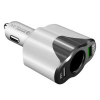 汽车usb插座12v-24v通用车载充电器快充一拖三多功能点烟器一拖二|5.4A一拖三/闪充白黑 送临时停车牌