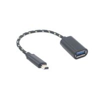 汽车音响u盘转接头车载听歌mp3转换器miniusb数据线t型5p接口otg|编织带线OTG转接线[黑色] 3个装