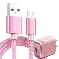 2a快充电器头vivo魅族红米op手机通用安卓加长快充电线直充插头|玫瑰金[快充线+充电头]套装 2米