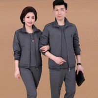 中老年运动套装男女春秋大码休闲情侣中老年运动服装男爸爸妈妈装