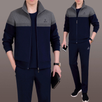 中老年人运动套装男春秋爸爸装三件套休闲运动服套装男父亲运动装