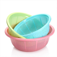 圆形镂空沥水洗菜篮塑料篮子厨房洗菜盆水果篮蔬果沥水篮收纳篮 圆形中3个
