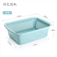 圆形镂空沥水洗菜篮塑料篮子厨房洗菜盆水果篮蔬果沥水篮收纳篮 长方形中1个