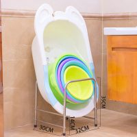 特价免打孔卫生间脸盆澡盆架多功能壁挂式免钉浴室厨房挂盆置物收 落地式不锈钢(16mm管)加高加长