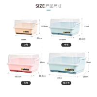 厨房加厚大号塑料碗柜放碗箱沥水碗架碗筷收纳盒碗碟置物架整理架 蓝色-小号(推荐1-2人使用)