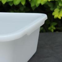 托盘长方形欧式塑料白色快餐盘子密胺仿瓷酒店客房深水盘收餐盆子 加厚6号外经长49宽38高14.5CM