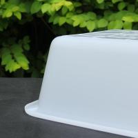 托盘长方形欧式塑料白色快餐盘子密胺仿瓷酒店客房深水盘收餐盆子 加厚8号外经长60宽40高11CM