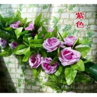 绿色装饰树叶拉花叶子仿真消防管道遮挡塑料绿叶绿藤壁挂假花藤蔓 紫色