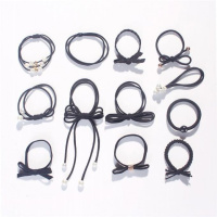 发圈发绳韩版系可爱小清新女学生成人简约头饰头绳橡皮筋发饰 黑色系列12件套