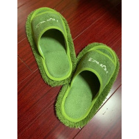 家用清洁神器 擦地板懒人鞋套 拖地拖鞋套雪尼尔脚套可拆洗拖把布 墨绿色[可拆适合42-44穿] 均码