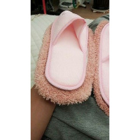 家用清洁神器 擦地板懒人鞋套 拖地拖鞋套雪尼尔脚套可拆洗拖把布 粉色[可拆适合36-41穿] 均码