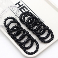 电话线发圈女极细扎头发橡皮筋电话绳塑料皮套小号电话圈头绳皮筋 大手环5.5cm-10根-盒装