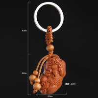 包包配饰男士桃木木吊坠小葫芦挂饰桃木挂件配饰桃木手工胡芦 桃木色-单貔貅-31L