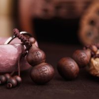 包包配饰男士桃木木吊坠小葫芦挂饰桃木挂件配饰桃木手工胡芦 黑檀木色-平安福禄-267