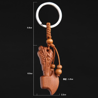 包包配饰男士桃木木吊坠小葫芦挂饰桃木挂件配饰桃木手工胡芦 龙头斧-GRF