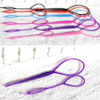 翻头发发器穿拉针 小孩小朋友扎头发神器穿头发发勾马尾扣盘发。 黑色6套+黑色皮筋2袋