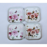 餐饭桌吐骨头用装垃圾小盘子塑料残渣盘家用方密胺水干果小吃托盘 2个黄色牡丹2个粉色玫瑰