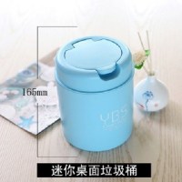 小垃圾桶桌面垃圾盒创意迷你可爱韩式小型办公桌上家用带盖小纸篓 翻盖蓝色(103)