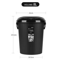 洗手间垃圾桶家用大号带盖有盖厨房办公室厕所卫生间小筒防水防臭 黑色8L(弹盖)