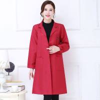 加长修身加大护衣罩衣成人中长款女作服防水防油加厚厨房围裙长。 红色L大码