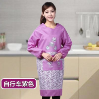 韩版时尚成人护衣罩衣厨房长袖围裙大人反穿衣防水防油工作服 自行车紫色135g