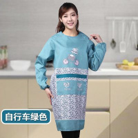 韩版时尚成人护衣罩衣厨房长袖围裙大人反穿衣防水防油工作服 自行车绿色135g