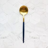 摆件北欧刀叉摄影具美食网红拍照道具西餐碟子烘焙早餐牛排餐盘子 高端勺：藏蓝