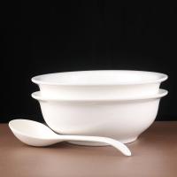 陶瓷家用2只大汤碗面碗陶瓷碗汤盆加厚汤古盛菜碗大碗饭碗酸菜盆 纯白9英寸无盖汤古2个送大勺1个